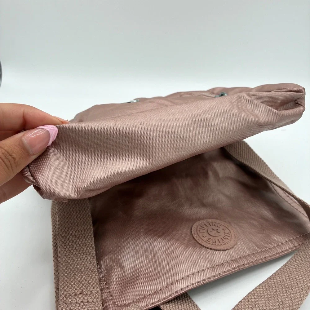 Kipling KI0954 Alexis Crossbody Bag Metallic Rose Gold Shoulder Bag Monkey Charm